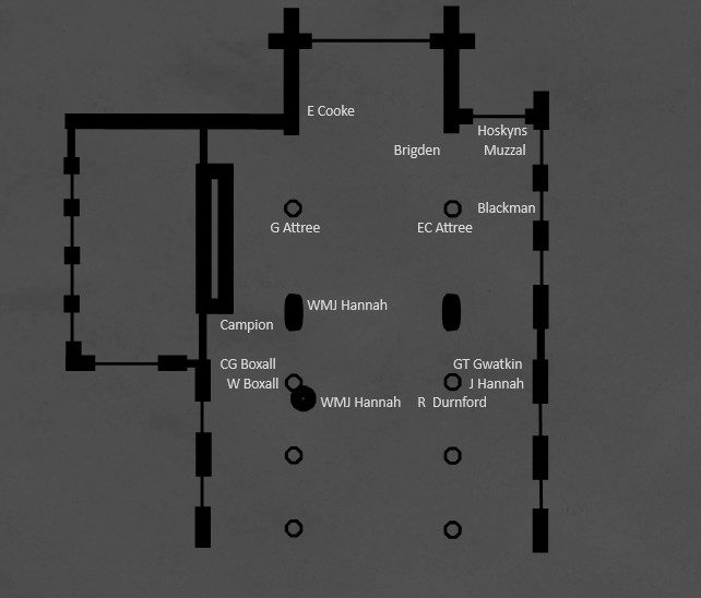 Floor Plan for Memorial Plaques copyright 2025 B van Cleve